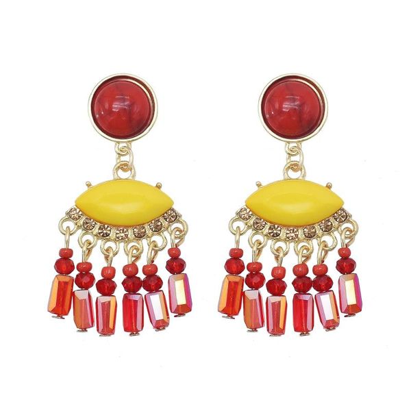 

dangle & chandelier bohemian acrylic beads long tassel earrings for women big statement rhinestone earring party jewelry summer beach gift, Silver