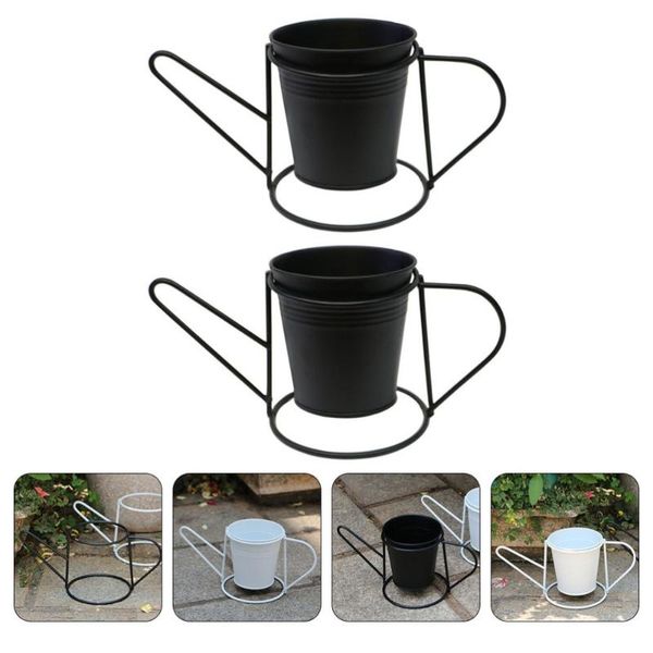 

mugs 2pcs kettle shaped iron flowerpot home decorative flower holder random color