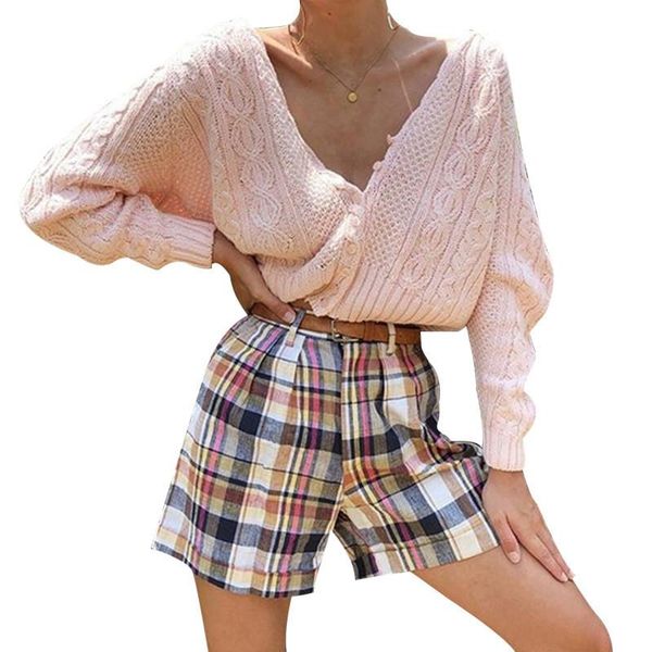 

women's vests female v-neck sweaters fahsion knitted loose short wear ladies' solid color buttons sweater autumn winter costume, Black;white