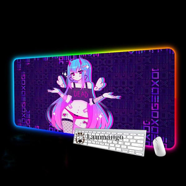 

mouse pads & wrist rests geoxor moneko pad xxl backlit keyboard mat gamer pink gaming setup accessories pc mats game mousepad company desk l