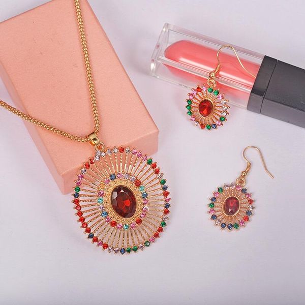 

earrings & necklace jewelery set for women retro jewelry ladies morocco bridal, Silver