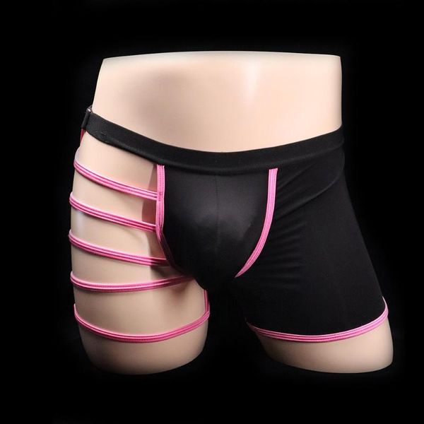 

underpants bandage u convex pouch mens mid rise boxer briefs hollow out breathable underwear creativity special, Black;white