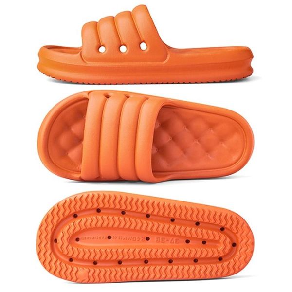 

men's slippers breathable slides men sandals soft indoor bath home women thick sole anti-slip mute summer shoes, Black