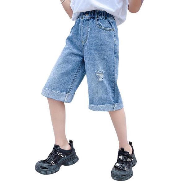 

girls short jeans hole for summer kids casual style children's clothes 6 8 10 12 14, Blue