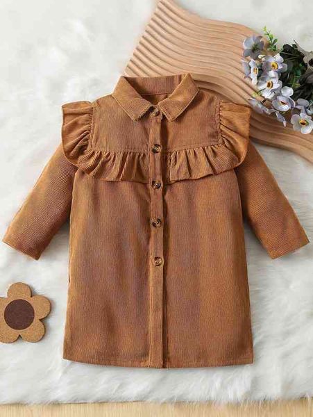 

baby ruffle trim button front coat she, Blue;gray