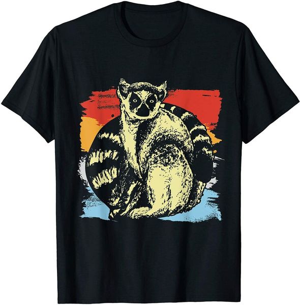 

retro lemur t-shirt boys men t-shirt, White;black