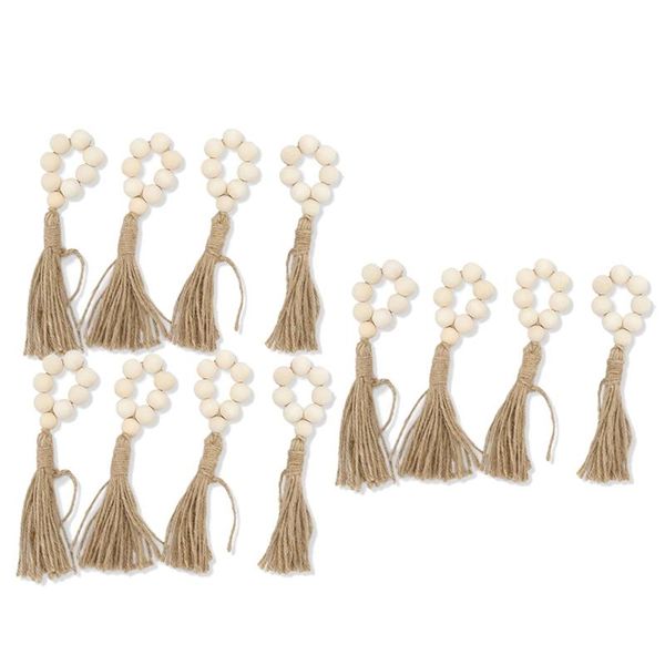 

napkin rings tassels wooden bead handmade buckles farmhouse natural white