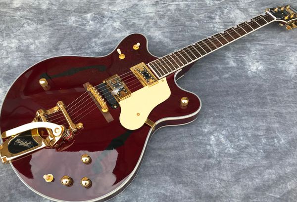 

shallow wine red jazz electric guitar semi hollow body double f hole tremolo