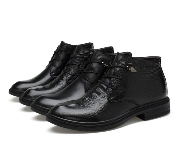 

men luxurys boots coturno leather shoes high fashion winter warm snow shoe motorcycle ankle couple boot, Black