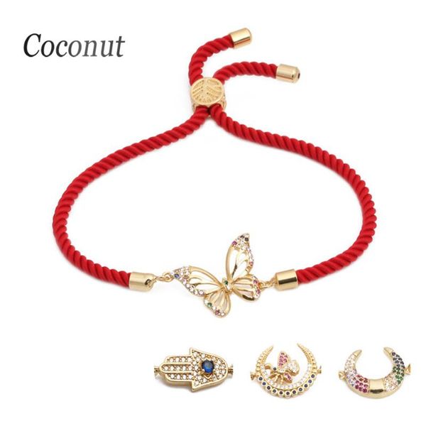 

lucky red thread butterfly evil eye zirconia charm bracelets for women girls string rope friendship bracelet female jewelry, Golden;silver
