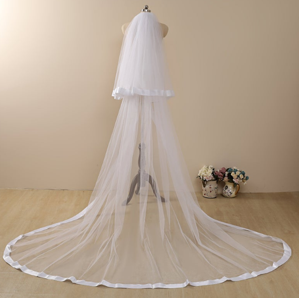 

bridal veils blusher veil,2-tier veil,simple veil,chapel length tulle wedding veil ivory veil,bridal veil,wedding cathedral,, Black