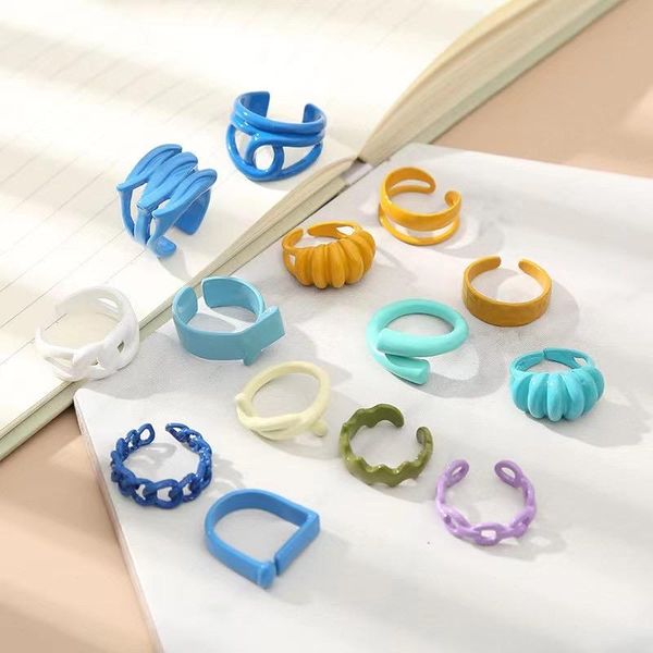 

cluster rings go2boho 2021 open ring for women fashion summer jewelry irregular multicolor alloy aesthetic sample bague finger jewellery, Golden;silver