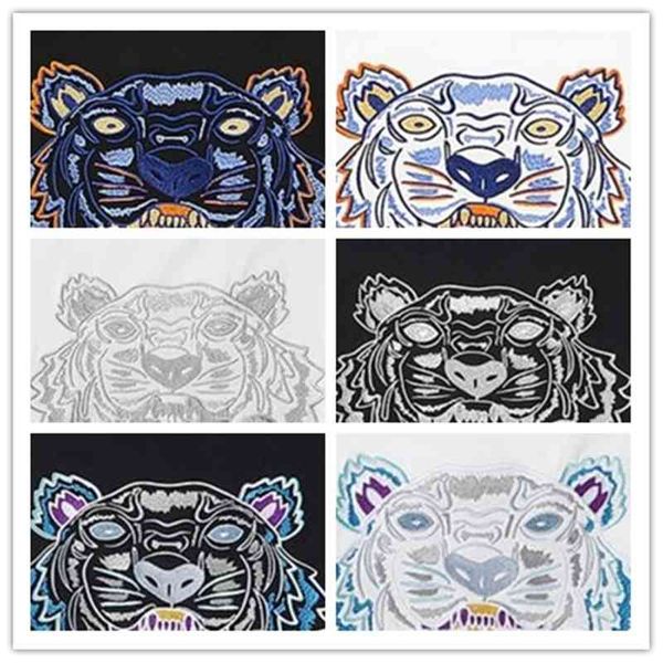 

20ss european american fashion embroidered tiger t shirt, men win spring and summer short sleeve t-shirt casual men's quality s-xxl siz, White;black