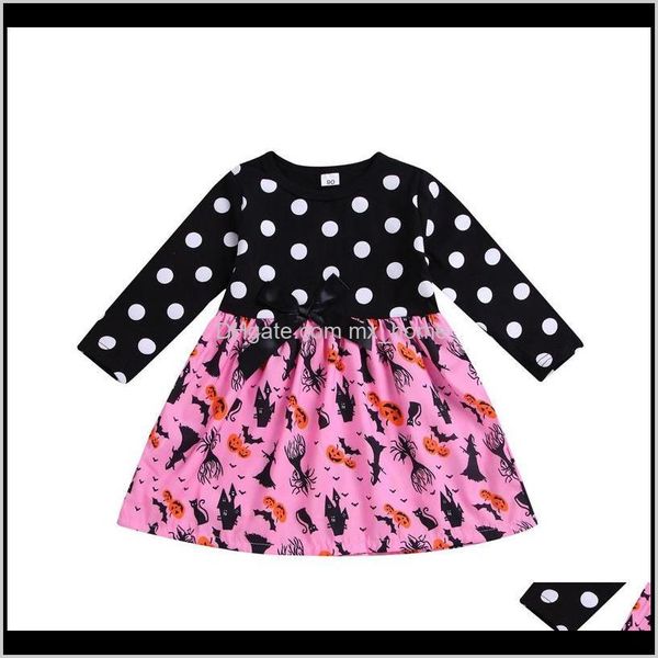 

dresses baby clothing baby maternity drop delivery 2021 halloween dress cotton cartoon pumpkin ghost bat dot printed bow tiedress kids cloth, Red;yellow