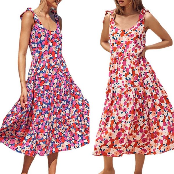 

spring and summer large women's 2021 waist slim long skirt u-neck sleevels printed s, Black;gray