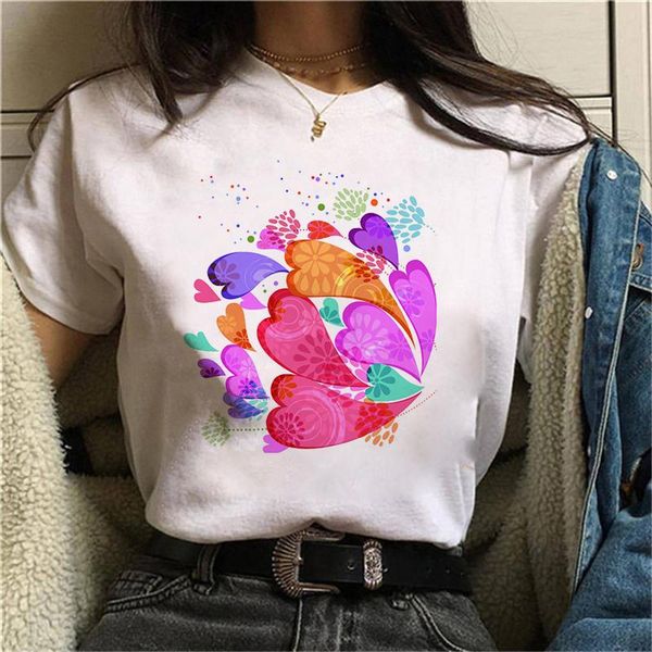 

women's wreath t-shirt flowers garland painted clothes ladies short sleeve kawaii tees graphic fashion shirt, White