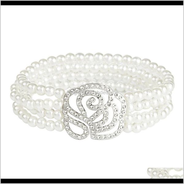 

other bracelets jewelry drop delivery 2021 pearl rose alloy full set diamond elastic multi row ladys braceletcvjz lz3xq, Golden;silver