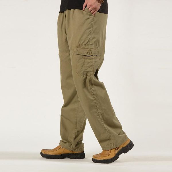 

men's jeans 2021 spring and summer outer single overalls middle-aged casual pants multi pocket large men, Blue