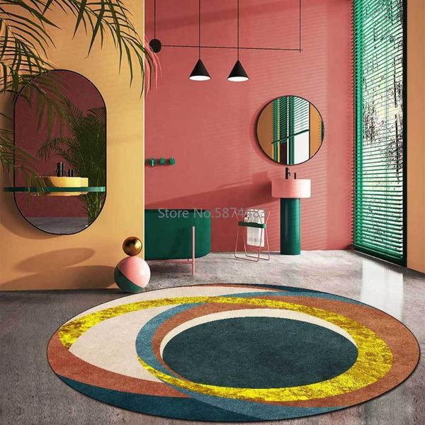 

fashion modern nordic green gold orange abstract circle living room bedroom non-slip mat carpet carpets