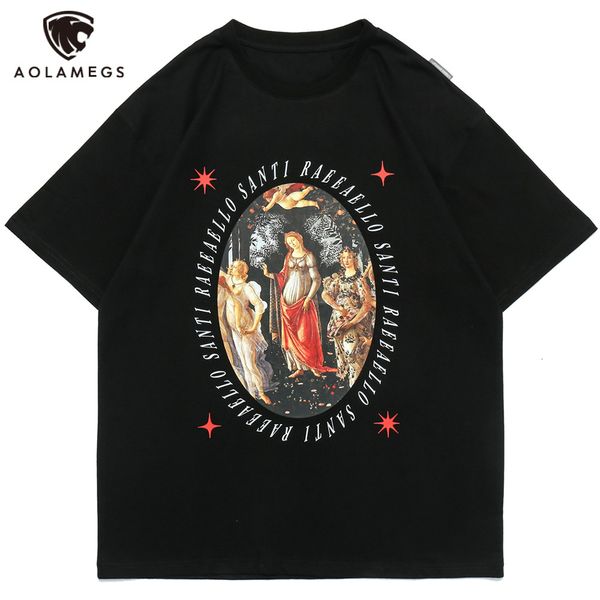 

men's polos aolamegs men's shirt aesthetics ancient culture imprint neck-to-neck s vintage advanced all-match fashion couple stree, White;black