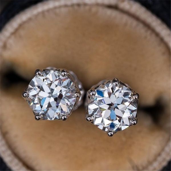 

stud the excellent cut d color pass dimaond test 0.5-1 ct round moissanite earrings 925 silver good quality, Golden;silver