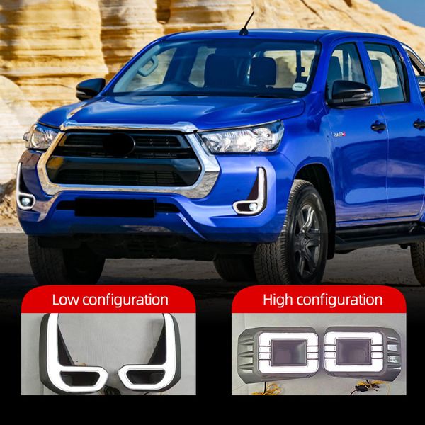 

2pcs led daytime running light for toyota hilux revo rocco 2020 2021 2022 turn yellow signal relay car 12v led drl day light