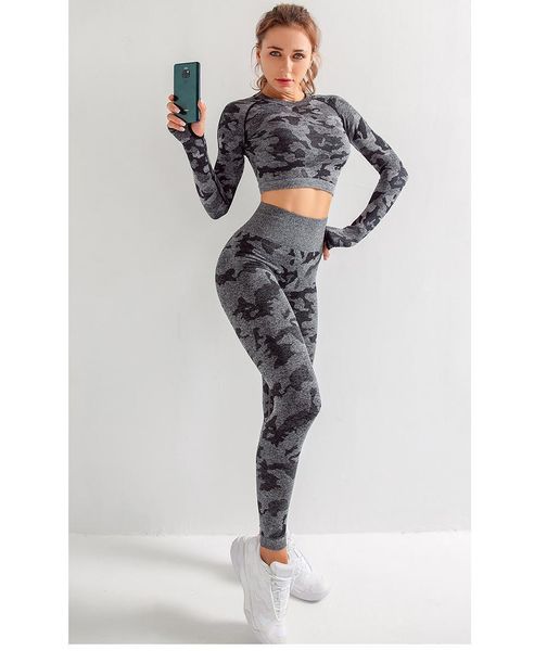 

brand designer tracksuits womens cotton yoga suit long sleeve sportwear fitness gymshark sport three piece set 3pcs outfits bra 07, Black