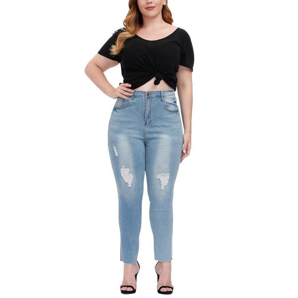 

women's pants & capris arrival stylish women slim fit ripped jeans, adults summer washed-out mid-rise with pocket belt loop (light blue, Black;white