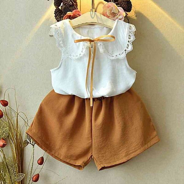 

baby girl clothes summer childrens girls clothing sets kids toddler chiffon bowknot shorts 1 7y, White