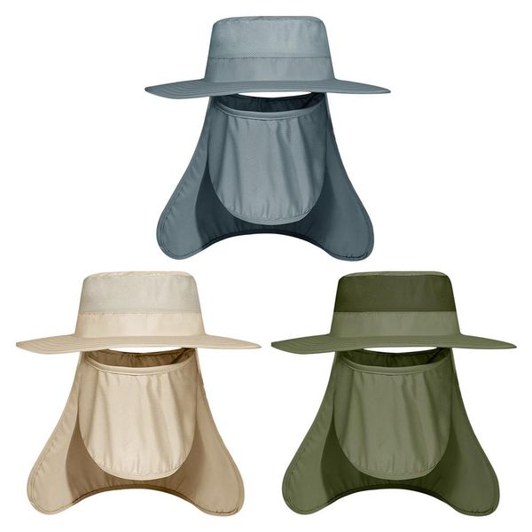 

summer protective chapeu feminino neck cover ear flap uv protection men women sun hats sun protection fisherman hat, Blue;gray