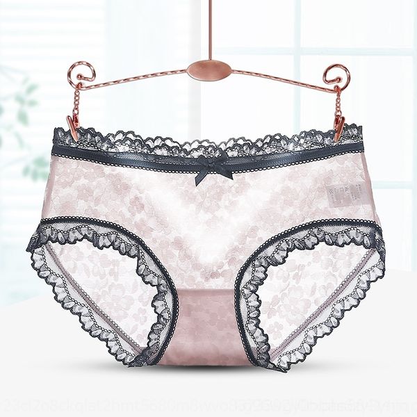 

al3 women's underwearwomen lace women's underwear middle waist girl transparent peach hip cotton crotch antibacterial student brie, Red;black