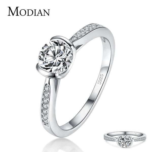 

cluster rings modian luxury classic style solid 925 sterling silver 10 hearts arrows zircon for women promise wedding engagement jewelry, Golden;silver