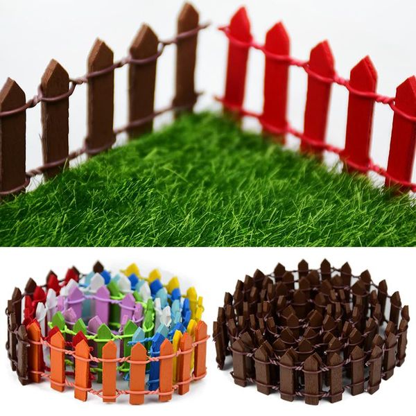 

decorative objects & figurines 10pcs 9.5*3cm colorful mini fence diy miniatures fairy garden supplies cute maison figurine home room decor w