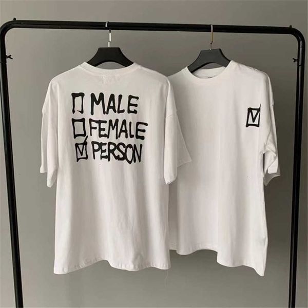 

women's t-shirt tick person t-shirt men women male female print vetements t-shirts collar embroidery vtm tee snf0, White