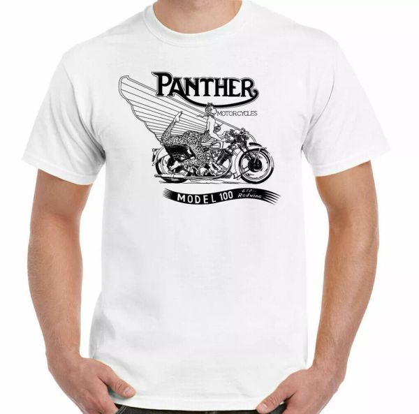 

panther motorcycles mens t-shirt model 100 motorbike biker indian bike bsa, White;black