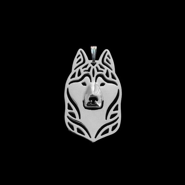 

pendants 2021 jewelry metal siberian husky silver plated pet dog, Black