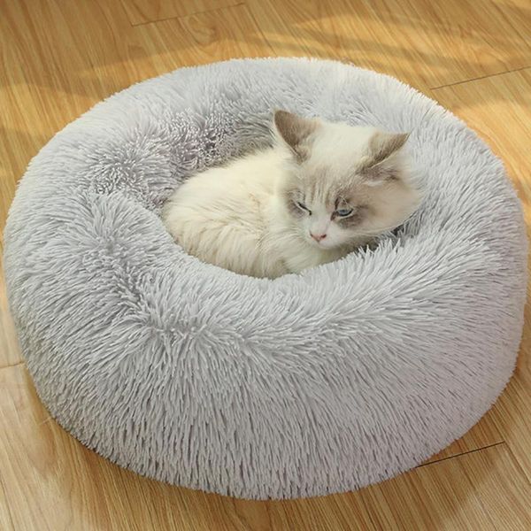 

cat beds & furniture dog kennel pet winter warm cushion, plush round bed cushion supplies fluffy breathable