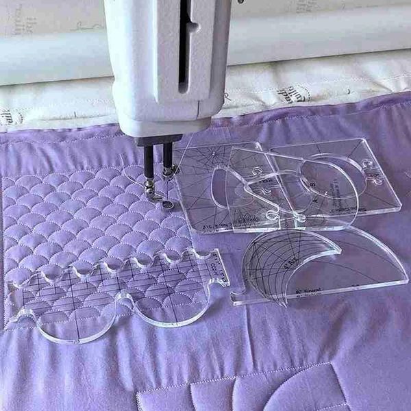 

sewing notions & tools 6pcs/set beginner quilting template patchwork motion rulers acrylic tool stencil home diy craft reusable for mac, Black