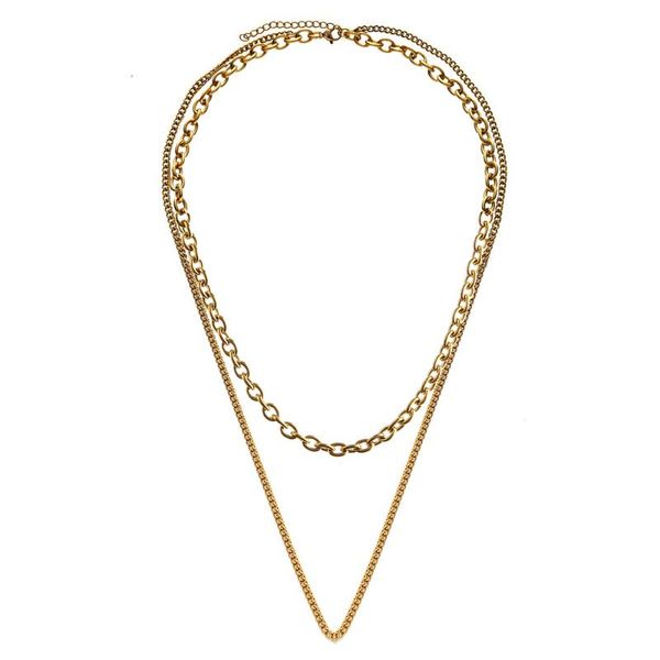 

pendant necklaces layer necklace stainless steel multilayer choker for women girls simple chain jewelry, Silver