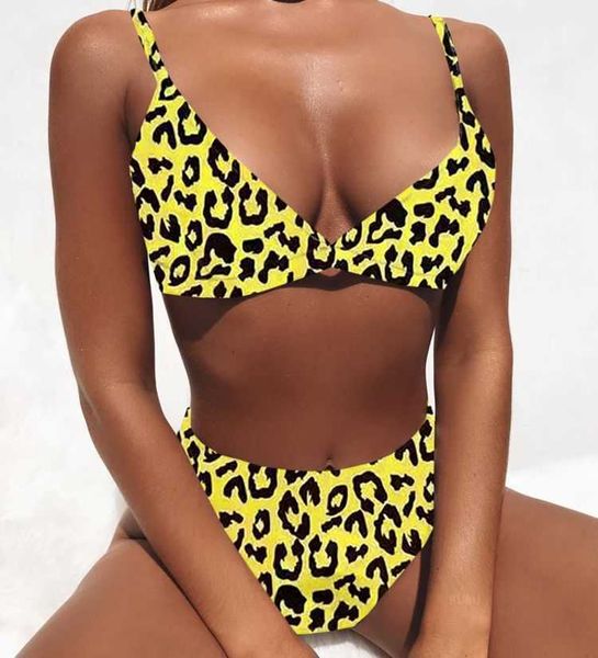

leopard high waisted swimsuit women's bikini 2020 new printed bikini swimsuit, Black;white