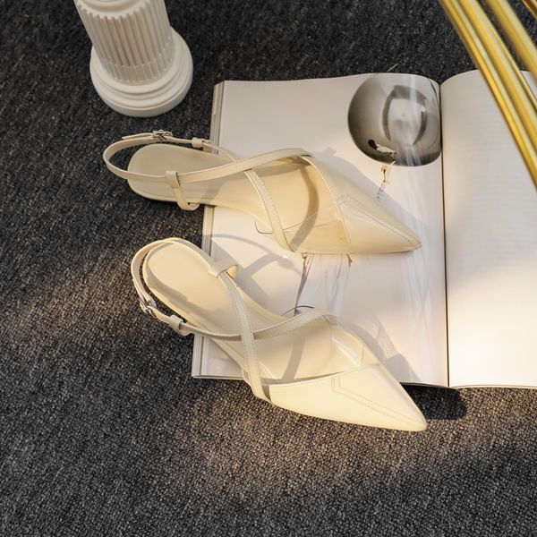 

sandals women's pointed spring model transparent back strap flat toe sandals, Black