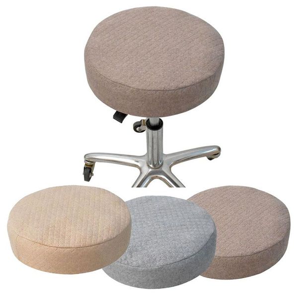 

round chair cover bar stool covers elastic seat furniture protector washable kitchen case solid color home slipcover