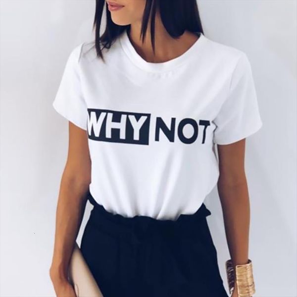 

why not letter print casual womens t shirt funny harajuku girl tee graphic, White