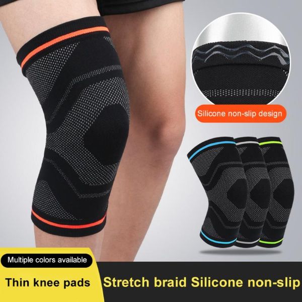 

1pc knee pad sleeve thermal knit compression leg protector for running jogging hiking football soccer elbow & pads, Black;gray