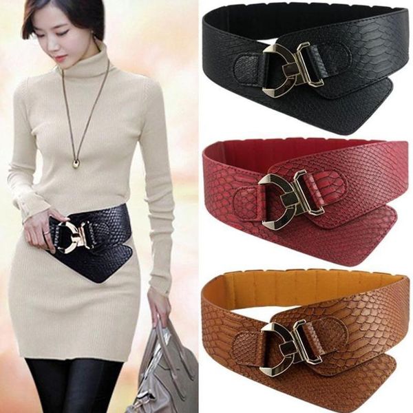 

belts extra wide belt women cummerbunds for rivet female dresses vintage accessories corset korean red y1i9, Black;brown