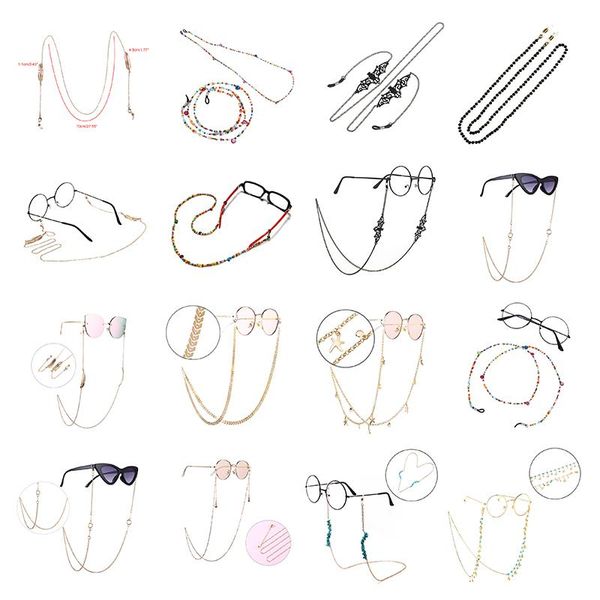 

sunglasses frames women retro black bat sunglass chains lanyards eyewear accessories reading glasses strap cord hanging rope, Silver