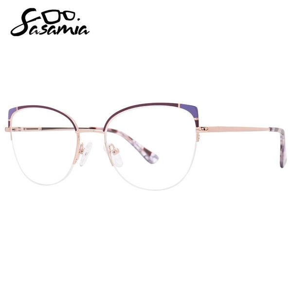

fashion sunglasses frames sasamia half rim glasses for women men metal cat eye spectacle woman optical clear lens myopia female eyeglasses m, Black