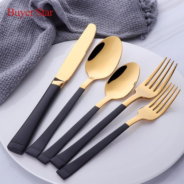 

dinnerware sets luxury black western flatware set 20pcs cutlery silver restaurant stainless steel tableware silverware