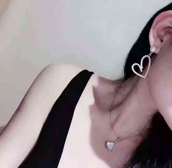 

design accessories new quality heart shaped pearl earrings peach earrings red girl, Silver
