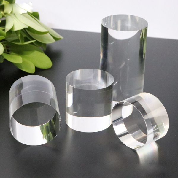 

transparent acrylic cylindrical display stand hand-made model toy cosmetics jewelry trinket counter round base, Black